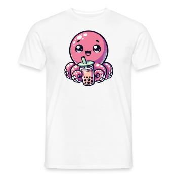 Poulpe à boire Bubble Tea kawaii Boba Octopus - T-shirt homme - blanc - Devant - AI Model Male 178 dark (178cm)