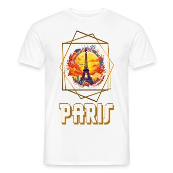 Paris, Eiffel Tower, France, City, Skyline, Art - Men's T-Shirt - white - Front - AI Model Male 178 dark (178cm)