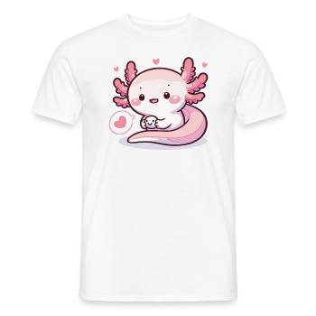 Cute Axolotl with Heart Axolotls - Men's T-Shirt - white - Front - AI Model Male 178 dark (178cm)