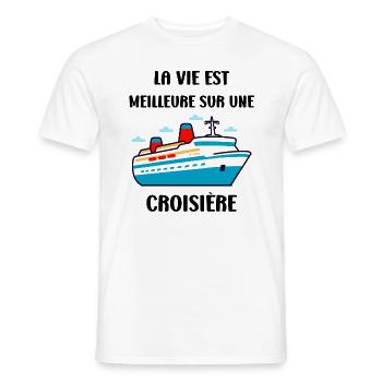 La vie est meilleure sur une Croisière - T-shirt homme - blanc - Devant - AI Model Male 178 dark (178cm)