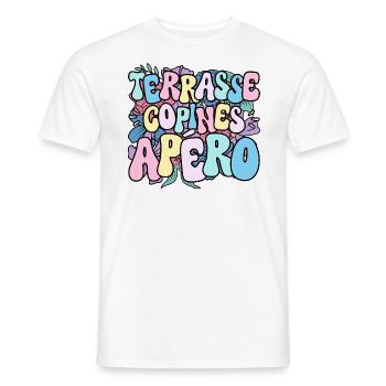 Soirée Amie Femme Terrasse Copines Apéro - T-shirt homme - blanc - Devant - AI Model Male 178 dark (178cm)