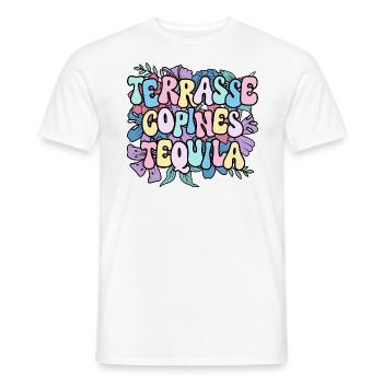 Soirée Femme Terrasse Copines Tequila - T-shirt homme - blanc - Devant - AI Model Male 178 dark (178cm)