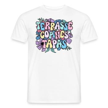 Soirée Femme Terrasse Copines Tapas - T-shirt homme - blanc - Devant - AI Model Male 178 dark (178cm)