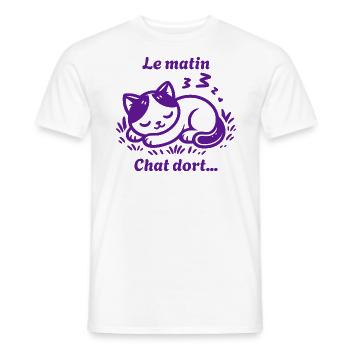 Chat Dort Chat Mignon Pas Du Matin - T-shirt homme - blanc - Devant - AI Model Male 178 dark (178cm)