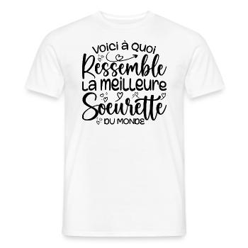 Cadeau Meilleure Sœurette - Cadeau Super Soeurette - T-shirt homme - blanc - Devant - AI Model Male 178 dark (178cm)