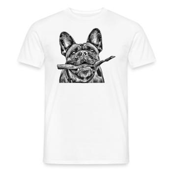 Chemise pour chien avec bouledogue français BULLDOGS - T-shirt homme - blanc - Devant - AI Model Male 178 dark (178cm)