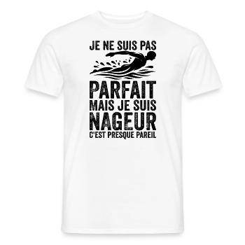 Swimmer - I'm not perfect I'm a swimmer - Men's T-Shirt - white - Front - AI Model Male 178 dark (178cm)