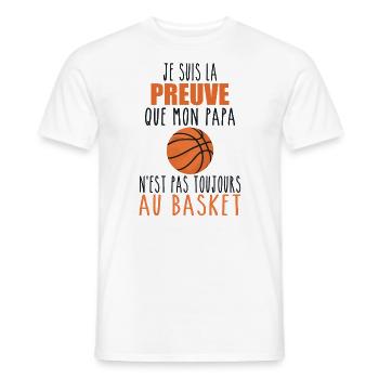 Preuve que mon papa basket | Basketteur | Basket - T-shirt homme - blanc - Devant - AI Model Male 178 dark (178cm)
