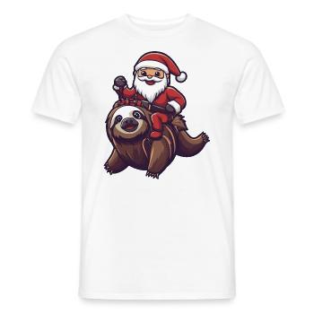 Paresseux Père Noël dessin animé - T-shirt homme - blanc - Devant - AI Model Male 178 dark (178cm)