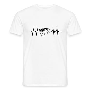Piano, battement de coeur de clavier de piano - T-shirt homme - blanc - Devant - AI Model Male 178 dark (178cm)