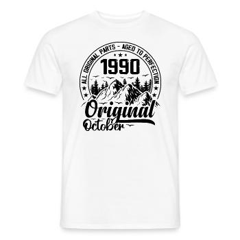 1990 October Original: 34 Years Anniversary Gift - Men's T-Shirt - white - Front - AI Model Male 178 dark (178cm)