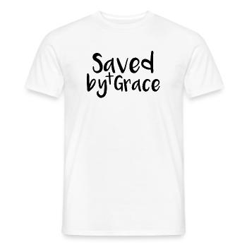 sauvé par grâce - T-shirt homme - blanc - Devant - AI Model Male 178 dark (178cm)