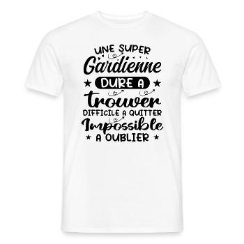 Une Super Gardienne - Cadeau gardienne - T-shirt homme - blanc - Devant - AI Model Male 178 dark (178cm)