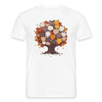 Tree of Cats Cartoon Style - Men's T-Shirt - white - Front - AI Model Male 178 dark (178cm)