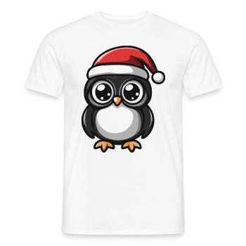 hibou Noël mignon - T-shirt homme - blanc - Devant - AI Model Male 178 dark (178cm)