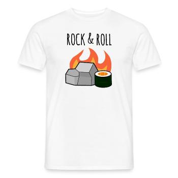 Rock N' Roll, Stone and Maki Sushi Roll Pun - Men's T-Shirt - white - Front - AI Model Male 178 dark (178cm)