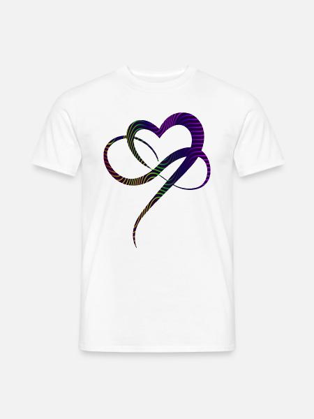 Unendliche Liebe Herz Bunte Linien Infinity Heart - Männer T-Shirt - Weiß