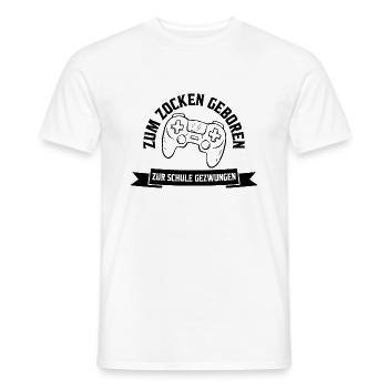 Zum Zocken geboren zur Schule gezwungen Geschenk - Männer T-Shirt - Weiß - Vorne - AI Model Male 178 dark (178cm)