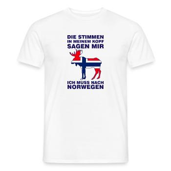 Ich muss nach Norwegen Urlaub Camping Wohnmobil - Männer T-Shirt - Weiß - Vorne - AI Model Male 178 dark (178cm)