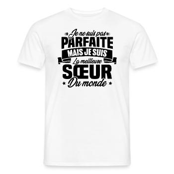 Pas parfaite mais la meilleure Sœur du monde - T-shirt homme - blanc - Devant - AI Model Male 178 dark (178cm)