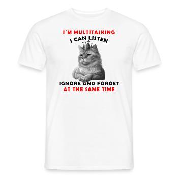Katze Krone lustige Memes Sarkastisch - Männer T-Shirt - Weiß - Vorne - AI Model Male 178 dark (178cm)