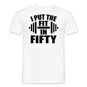 I Put The Fit In Fifty Funny 50th Birthday - T-shirt homme - blanc - Devant - AI Model Male 178 dark (178cm)