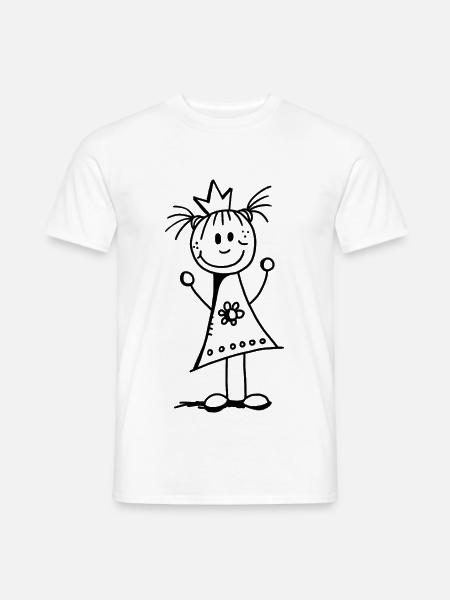 Kleine Prinzessin - Krone - Strichmännchen - Männer T-Shirt - Weiß