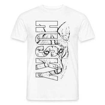 Le HUSKY dans Schrift &Image Tête de chien - T-shirt homme - blanc - Devant - AI Model Male 178 dark (178cm)