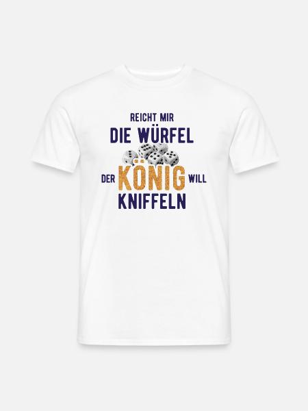 Kniffel Der König Will Kniffeln Blau - Männer T-Shirt - Weiß