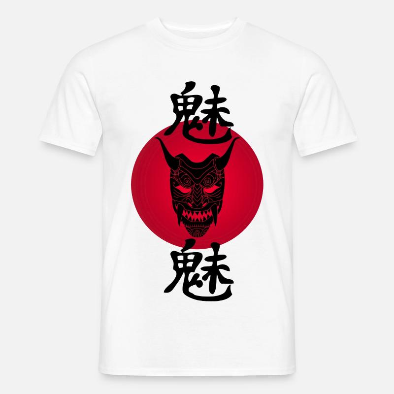 Schwarzer Dämon und Rote Sonne - Männer T-Shirt - Weiß