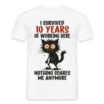 10 Year Company Anniversary Service Anniversary Work - Men's T-Shirt - white - Front - AI Model Male 178 dark (178cm)