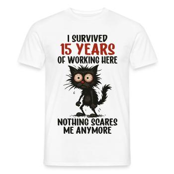 15 Year Company Anniversary Service Anniversary Work - Men's T-Shirt - white - Front - AI Model Male 178 dark (178cm)