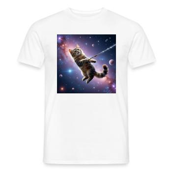 Katze im All - Männer T-Shirt - Weiß - Vorne - AI Model Male 178 dark (178cm)