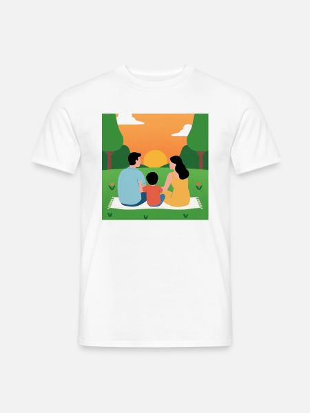 Sonnenuntergang mit der Familie - Männer T-Shirt - Weiß