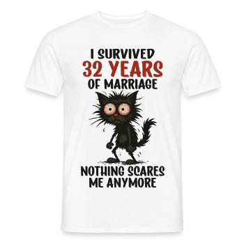 32 Hochzeitstag Geschenk Mann Frau Ehemann Ehefrau - Männer T-Shirt - Weiß - Vorne - AI Model Male 178 dark (178cm)