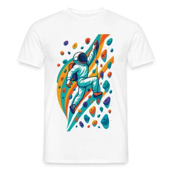 Astronaut beim Bouldern – Klettern im Weltall - Männer T-Shirt - Weiß - Vorne - AI Model Male 178 dark (178cm)