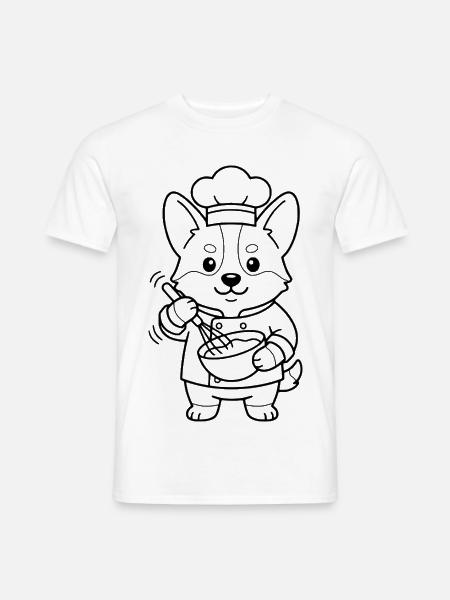 Niedlicher Corgi-Koch Kochplan Ästhetisches Hundegeschenk - Männer T-Shirt - Weiß