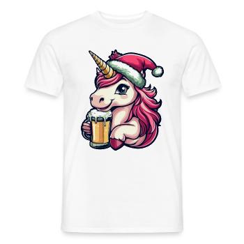 Einhorn Weihnachten Bier - Männer T-Shirt - Weiß - Vorne - AI Model Male 178 dark (178cm)