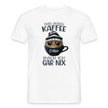 Eule Kaffee Kaffeetasse Spruch - Männer T-Shirt - Weiß - Vorne - AI Model Male 178 dark (178cm)