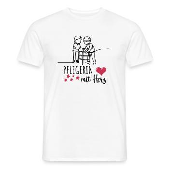 Altenpflege Pflegeleben Pflegerin Mit Herz - Männer T-Shirt - Weiß - Vorne - AI Model Male 178 dark (178cm)