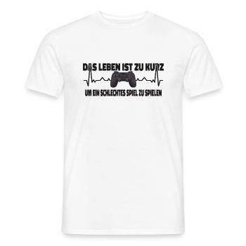 Das Leben Ist Zu Kurz Gaming Konsole Zocker Gamer - Männer T-Shirt - Weiß - Vorne - AI Model Male 178 dark (178cm)