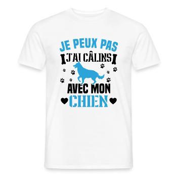 Ich kann nicht mit meinem Hund kuscheln - Männer T-Shirt - Weiß - Vorne - AI Model Male 178 dark (178cm)