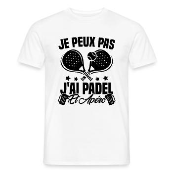 I can't I have padel and aperitif Padeliste Gift - Men's T-Shirt - white - Front - AI Model Male 178 dark (178cm)