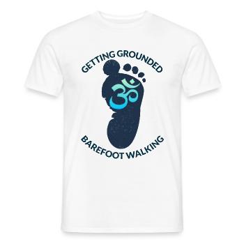 Barefoot walking design with an aum sign. - Men's T-Shirt - white - Front - AI Model Male 178 dark (178cm)