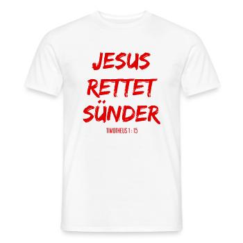 Jesus Christus rettet Sünder Bibelvers - Männer T-Shirt - Weiß - Vorne - AI Model Male 178 dark (178cm)