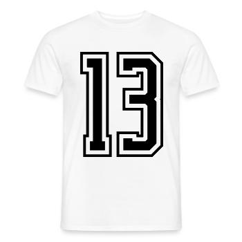 13 Numéro de numéro - T-shirt homme - blanc - Devant - AI Model Male 178 dark (178cm)