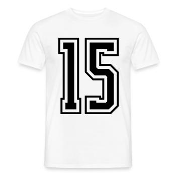 15 Number number - Men's T-Shirt - white - Front - AI Model Male 178 dark (178cm)