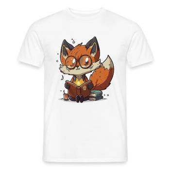 Book Fox - Men's T-Shirt - white - Front - AI Model Male 178 dark (178cm)