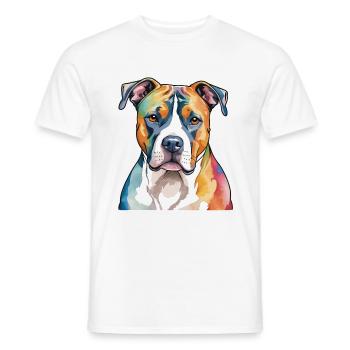 American Staffordshire Terrier Aquarelles - T-shirt homme - blanc - Devant - AI Model Male 178 dark (178cm)