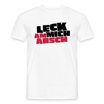 LECK MICH AM ARSCH - Männer T-Shirt - Weiß - Vorne - AI Model Male 178 dark (178cm)